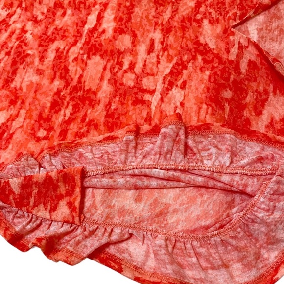 RUBY RD Tie Dye Look Flutter Sleeve Top - red orange 1X - Picture 4 of 6